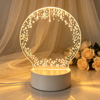 Veilleuse personnalisée en acrylique avec tableau d'écriture rond étoilé, tableau d'art vierge en acrylique DIY, marqueur 3D pour chambre d'enfant, cadeau