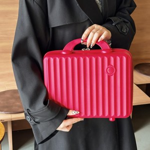 Red Cosmetic Case 14-Inch <b>Mini</b> <b>Storage</b> <b>Box</b> Lightweight With Soft Handle For Home Use - Product Image 3