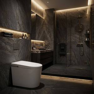 WC intelligent avec bidet intégré, siège en céramique chauffant, chasse d'eau cyclonique, fixation au sol, télécommande - Product Image 4