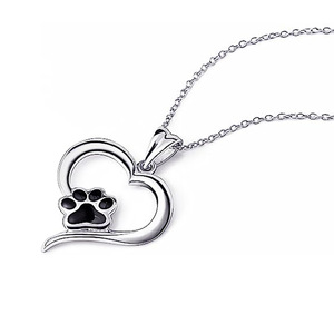 Collana con ciondolo a forma di cuore e zampa per donna, gioiello alla moda da indossare tutti i giorni, idea regalo - Product Image 2