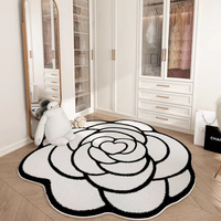 Tapis rond moderne en fleurs de camélia, fait à la machine, sur mesure, pour salon et chambre à coucher – Grande Vente