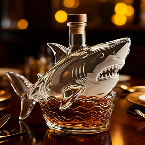 Piccola bottiglia di vino 320ml bottiglie di vino in vetro divertente creativo stile squalo spirito Decanter - Product Image 6