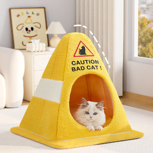 Tente pour <span class=keywords><strong>chat</strong></span> amusante en forme de barrière routière, lit confortable pour <span class=keywords><strong>chat</strong></span> avec <span class=keywords><strong>coussin</strong></span> amovible - Product Image 4