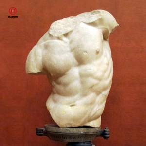 Statue en marbre du torse de Gaddi, sculpture en pierre de buste masculin nu de style hellénique - Product Image 5