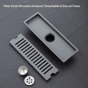 OEM Long Rectangular Floor Drain Bathroom Made Thickened 304 Stainless Steel High Drainage Capacity Odor-proof Hotel - Product Image 2