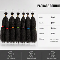 Extensions de cheveux naturels Kinky Bulk 24 pouces 100% fibre coréenne à température moyenne 120g, tissage double trame à la machine, cheveux à tresser noirs africains