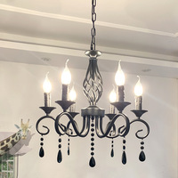 Lustre à bougies vintage de style français, lampe de salon de style américain, éclairage en fer de style pastoral simple pour salle à manger et chambre à coucher