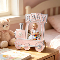 Cadre photo LASODY Bébé Train en alliage de zinc émaillé, écologique, durable et léger, 4x4 pouces, pour table de chambre d'enfant, idéal pour la naissance ou comme cadeau de naissance