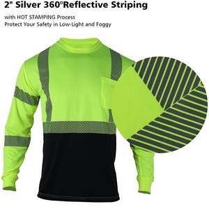 Polyester thoáng khí ANSI/isea loại r Class 3 dài tay áo phản quang an toàn Áo sơ mi tùy chỉnh logo lưới Hi VIS làm việc an toàn - Product Image 3
