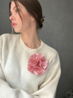 SHANGJIN Fashion bunga besar kain korsase menyesuaikan bunga merah muda bros untuk gaun korsase bunga besar bros