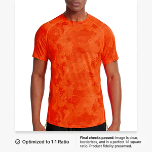 เสื้อยืดแขนสั้นคอวีสีส้มสำหรับผู้ชาย สไตล์วินเทจ สปอร์ต แคชชวล ผ้าแฟลนเนล พิมพ์ลายแบบซับลิเมชั่น เป็นมิตรกับสิ่งแวดล้อม แห้งเร็ว ผ้าฝ้าย 100% - Product Image 1