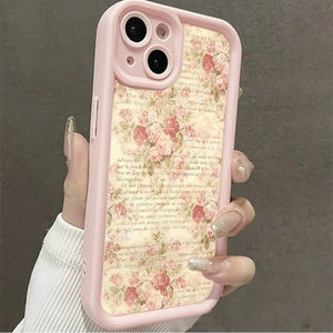 Nouvelle coque de téléphone motif carnet jaunissant et roses roses pour iPhone 17 16 15 Pro Max, finition mate dépolie à pores fins - Product Image 4