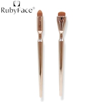 Pinceaux de maquillage finition miroir or rose, 2 pièces, pinceau plat professionnel pour fond de teint et pinceau de précision pour anticernes, ensemble pour femmes