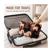 Trousse de maquillage à imprimé cheval, pochette cosmétique avec fermeture éclair dorée, organiseur de toilette de voyage pour femmes et filles, essentiels quotidiens