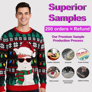 FNJIA <strong>Men</strong> Cool Alpaca Santa Sunglasses Ugly Christmas Sweater <strong>XMAS</strong> Knit Christmas <strong>Jumper</strong> - Product Image 1