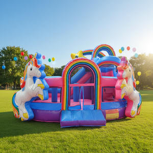 Château gonflable commercial licorne avec toboggan sec pour fêtes - Product Image 2
