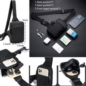 Mini sac bandoulière pour homme et femme, petit sac antivol, sac banane, sac de poitrine pour voyage, sport, course à pied, randonnée - Product Image 2