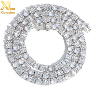 Top Custom GRA VVS Moissanite Bezel Set Geometric Tennis Necklace 18K Gold Plated 925 Silver Hip Hop <b>Iced</b> <b>Out</b> Pass Diamond Test - Product Image 2