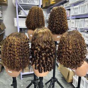 Perruque Tresse Africaine Courte <span class=keywords><strong>Afro</strong></span> Bouclée Coupe Pixie Perruques Frontales 13x4 Perruques Courtes en Cheveux Humains Couleur Naturelle 8 Pouces de Long - Product Image 2