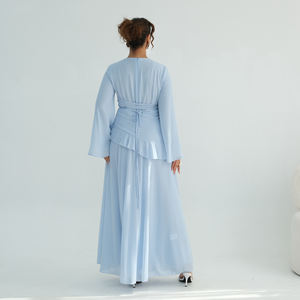 Loriya 2026 Ramadan EID Vêtements d'été pour femmes Robe en mousseline de soie à volants Robe maxi modeste Abaya Robe musulmane Vêtements musulmans - Product Image 6