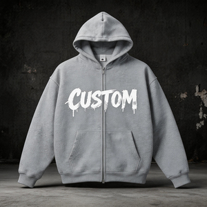 Custom Zip up <strong>Men</strong> <strong>s</strong> Tracksuit Set Oversized Streetwear <strong>Work</strong> Shirts with logo <strong>Mens</strong> Vintage Distressed Embroidery MOQ 1 <strong>Hoodie</strong> - Product Image 1