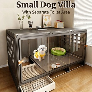 Villa de luxe pour chien avec toilettes séparées, salon, salle de bain, fermeture à bouton, construction en plastique et métal, emballée en boîte, niche pour chiot - Product Image 2