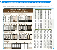 Porte asymétrique double battante en alliage d'aluminium gris moderne sur mesure avec cadre fin et verre, pour entrée de pièce intérieure ou bureau
