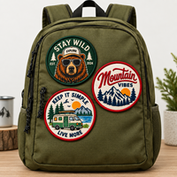 Patch brodé de style extérieur certifié usine, haute densité, avec logo lettre personnalisé, thermocollant
