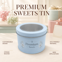 Boîte ronde en fer blanc pour bonbons avec couvercle transparent pour biscuits, emballage cadeau, impression personnalisée, OEM, ODM, vente en gros, approvisionnement en vrac