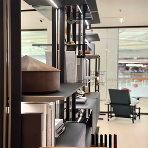 Armario de Estilo Italiano de Lujo Ligero, Tipo <span class=keywords><strong>Poliform</strong></span>, con Estantes Abiertos de Piso a Techo para Sala de Estar u Oficina, Armario Personalizado - Product Image 3