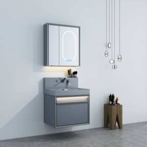 Modèle de pierre artificielle de luxe de haute qualité 25A1 vanité de salle de bain moderne résistante à l'eau miroir intelligent inclus directement à l'usine - Product Image 2