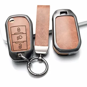 Funda de cuero y aleación de zinc para llave de <span class=keywords><strong>Citroen</strong></span> Berlingo 2021 <span class=keywords><strong>C3</strong></span> III <span class=keywords><strong>Aircross</strong></span> C4 C4L C5 C6 C8 Picasso y Peugeot 208 2019 308 - Product Image 4