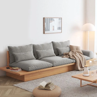 Japanischer Chesterfield-Ecksofa aus Massivholz für Wohnzimmer, kleine Wohnung, einfache Aufbewahrung, Dreisitzer-Plattformsofa aus Stoff