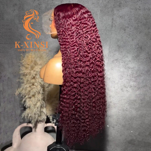 Perruque bouclée birmane couleur bordeaux 99j, cheveux humains vierges bruts, perruque <span class=keywords><strong>frontale</strong></span> sans colle en dentelle HD 13x6, fournisseurs de perruques en cheveux humains - Product Image 3