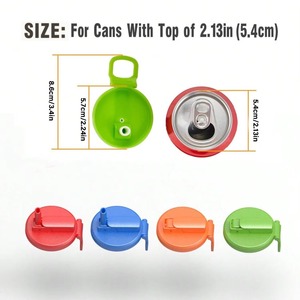 Couvre-boîte de canette de soda 2 couleurs avec paille en silicone scellée, sans BPA, réutilisable, pour boissons, jus et seltzer - Product Image 4