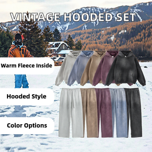 Vintage Heavy Casual Mens Womens Summer Breathable Leopard Print Fleece-Lined Gradual Hooded Sweatshirt Two-Piece <b>Suit</b> Sports - Product Image 2