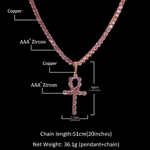 Hip Hop Colored Zircon Anhe Pendant Tennis <b>Chain</b> Set <b>Copper</b> Inlaid Zircon - Product Image 4