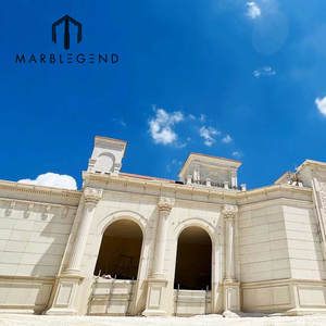 Projet de villa placage pierre calcaire façade extérieure carreaux calcaire blanc revêtement mural pour bâtiment décoration murale extérieure - Product Image 6