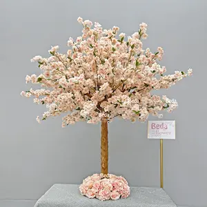 Gran oferta, ramo de lujo para decoración del hogar, decoración de boda, centros de mesa de flores artificiales, planta de árbol de flor de cerezo rosa