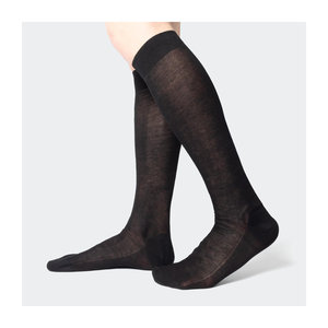 Calcetines italianos de algodón 100% hasta la rodilla Calcetines largos elegantes de diferentes colores para hombres con logotipo tejido Blanco y marrón-Suministro ODM - Product Image 3