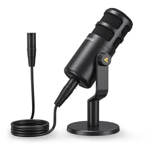 Maono – Microphone dynamique XLR professionnel pour les jeux en direct, Microphone dynamique de bureau entièrement en métal avec un seul bras