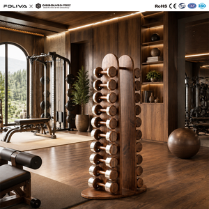 Rack d'entraînement en bois avec plateforme, ensemble d'haltères et kettlebells, équipement <span class=keywords><strong>de</strong></span> gym professionnel à charges à disques, machine multifonction complète pour la <span class=keywords><strong>musculation</strong></span> - Product Image 1
