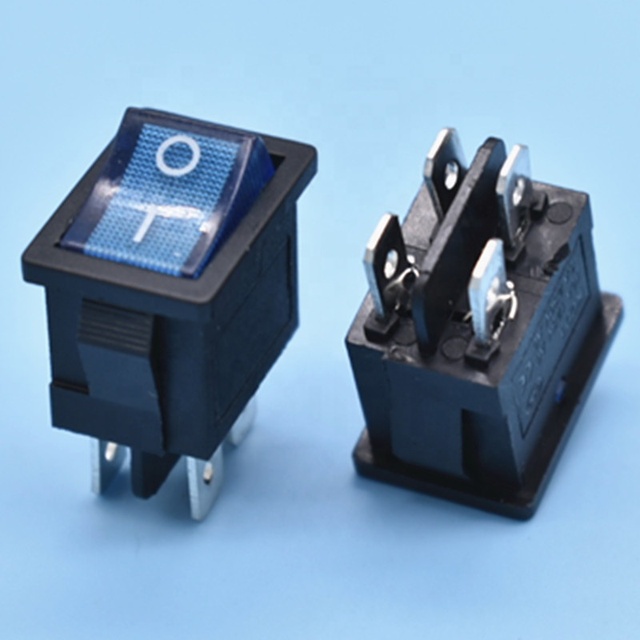 4 Pin Blue Panel KCD1-104 Illuminated Rocker Switch for LED Interruptor Switch
