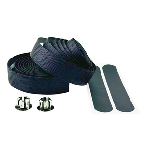 Cinta para manillar de bicicleta Qt de 25,4 mm, color negro, Pueva, para bicicleta de carretera, con tiras adhesivas y tapas de extremo - Product Image 1