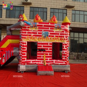Château gonflable robuste et personnalisé pour adultes, extérieur, humide et sec, rouge uni, en PVC, combo camion de pompiers avec double piste pour la <span class=keywords><strong>location</strong></span> - Product Image 5