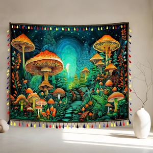 Tapiz <span class=keywords><strong>de</strong></span> Pared con Diseño <span class=keywords><strong>de</strong></span> <span class=keywords><strong>Mandala</strong></span>, Tapiz Psicodélico con Árbol <span class=keywords><strong>de</strong></span> <span class=keywords><strong>la</strong></span> <span class=keywords><strong>Vida</strong></span> y Hongo del Tarot, con Borla, para Decoración del Hogar - Product Image 4