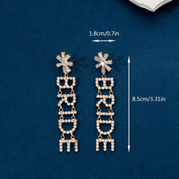 Nouvelles boucles d'oreilles de mariage pendantes en strass et cristal, motif lettre BRIDE, design de créateur