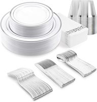 Assiettes jetables en plastique or et argent pour fête