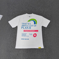 Kaos Heavyweight 300g Bermotif 100% Katun Bernapas, Model Longgar, Lengan Pendek, Kerah O, untuk Pria & Wanita