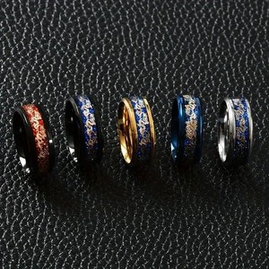 FANKE 5 สี 8 มม. แหวนสแตนเลสสีดำสีน้ำเงินสีแดงสีเงินสำหรับผู้ชายผู้หญิง - Product Image 1